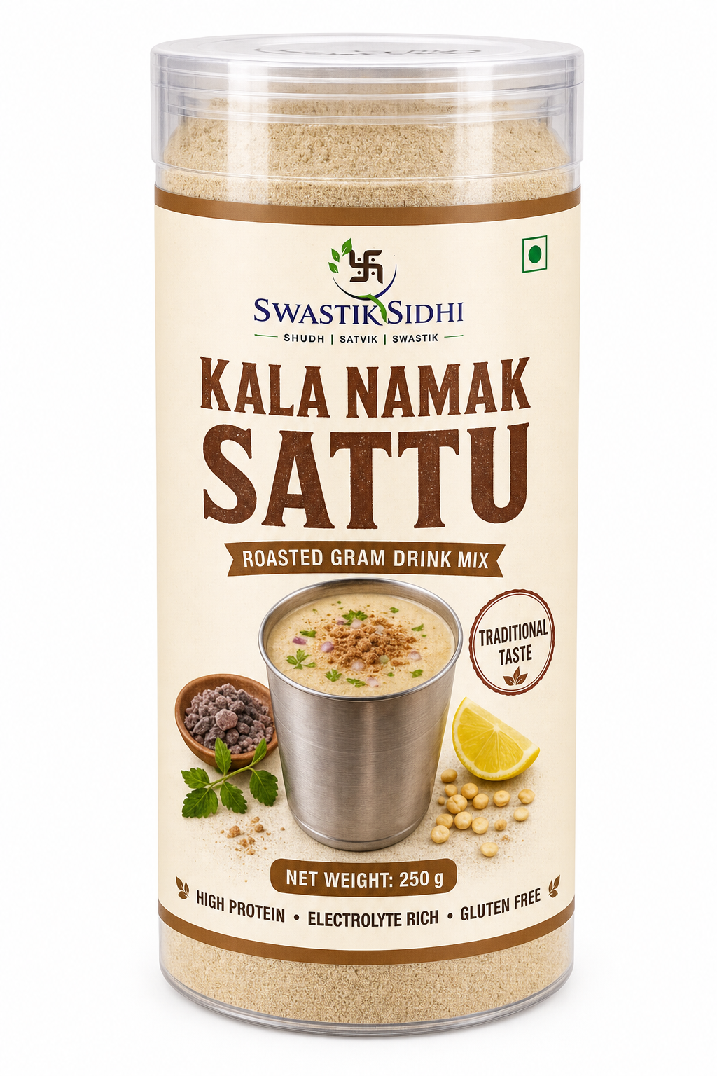 Swastik Sidhi Kala Namak Sattu Drink Mix 250g — Traditional Sattu