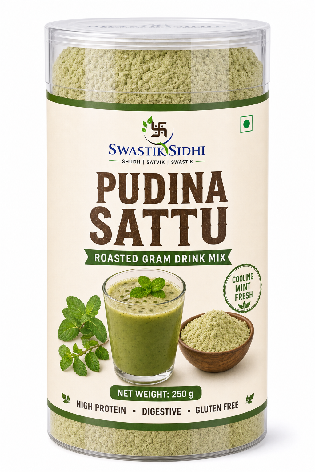 Swastik Sidhi Pudina Flavour Sattu 250g — Cooling Mint Drink Mix